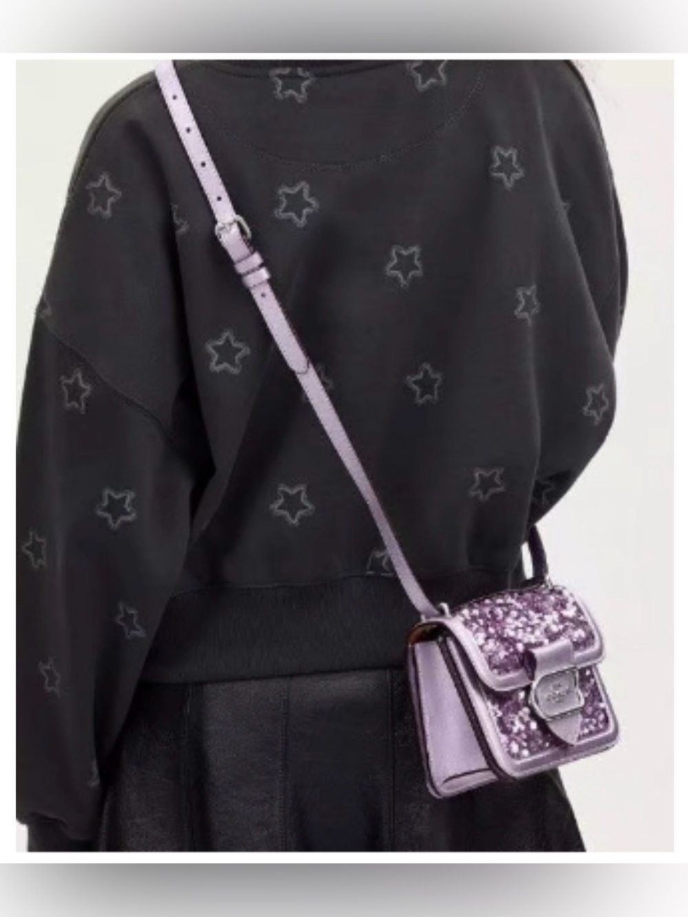 Coach Morgan Square Sequin Crossbody in Metallic Lilac